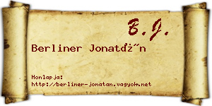 Berliner Jonatán névjegykártya